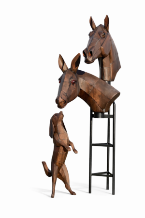 Roland Bert Levend Metaal 3 buddies Paard, Ezel en Hond